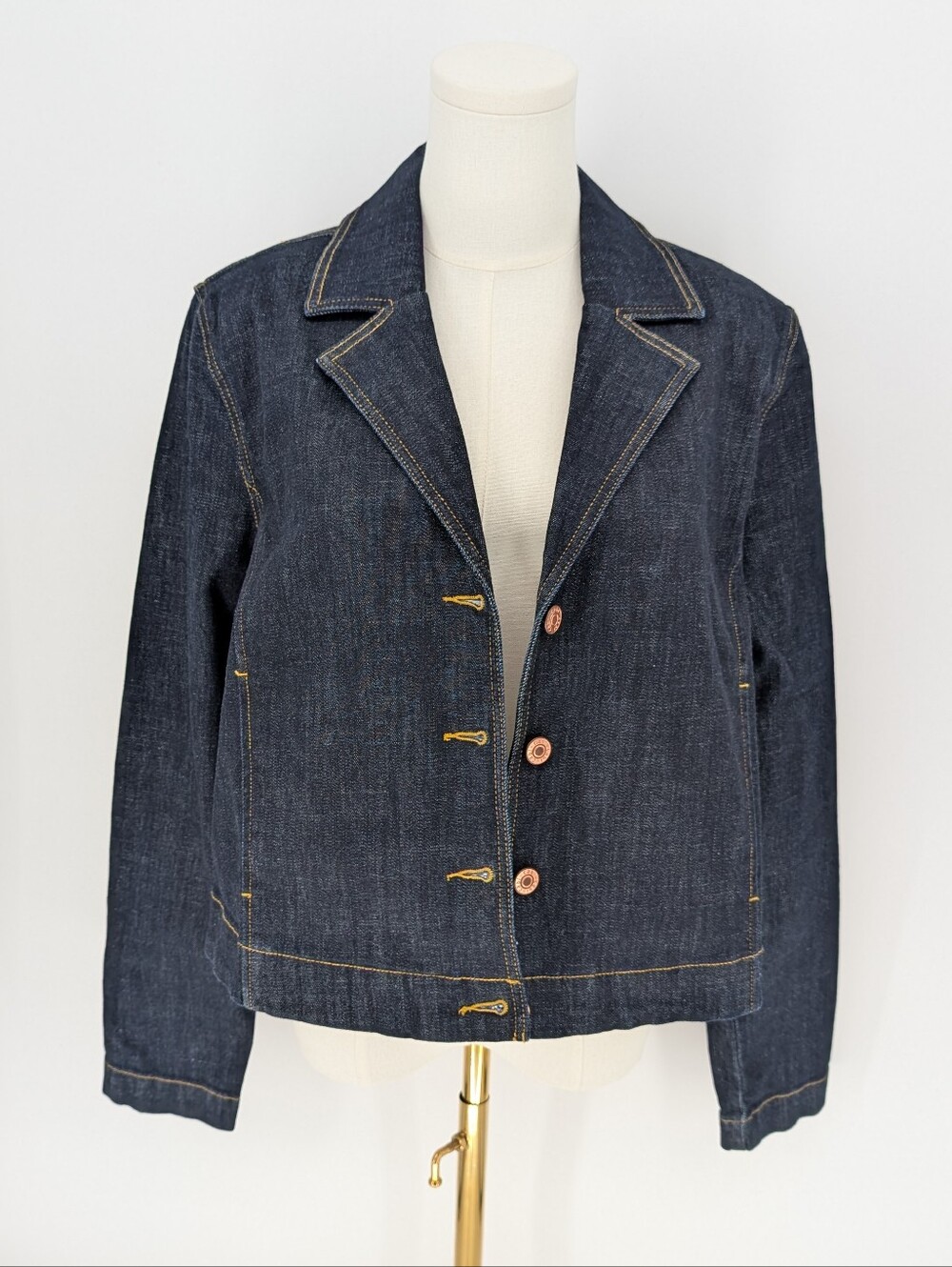 Cabi Johnny Jacket Notch Collar Dark Denim Jeanc Jacket | Size M | Indigo #4681 - Picture 6 of 14